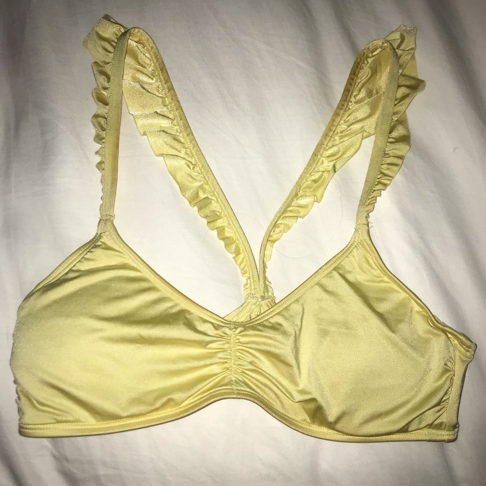 Aerie Yellow Ruffle Bathing Suit Top Bikini Swim